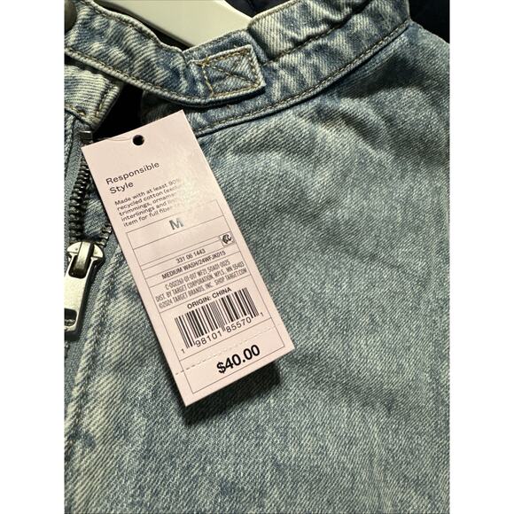 Wild Fable Women's Heavyweight Denim Oversized Bomber Jacket Size Medium Blue - Picture 4 of 4